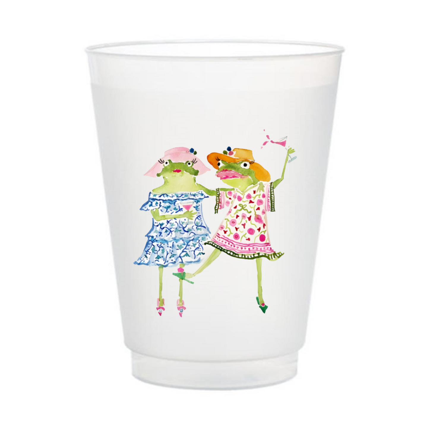 Dancing Frogs 16oz Clear Frosted Cups