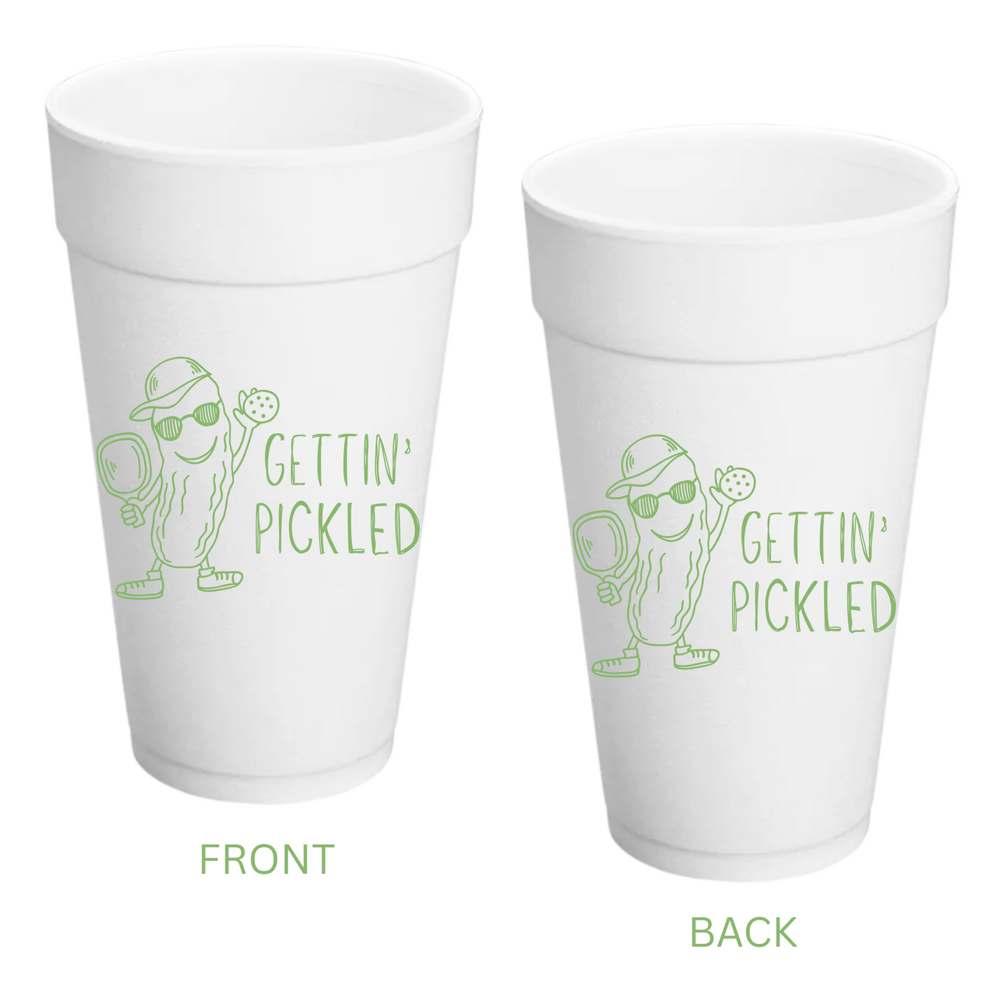 Gettin' Pickled Pickleball 20 oz. Styrofoam Cups