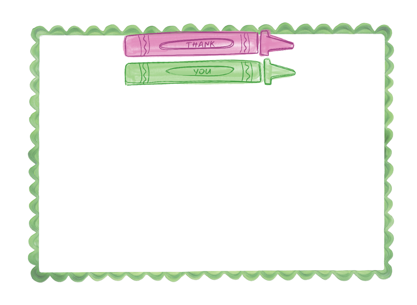 Pink Crayon "Thank You" Stationery